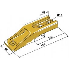 Frontalinio krautuvo kaušo standartinis dantis, 184x50 mm