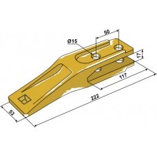 Frontalinio krautuvo kaušo standartinis dantis, 222x53 mm