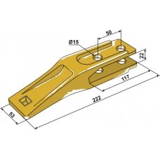 Frontalinio krautuvo kaušo standartinis dantis, 222 mm