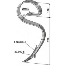 Spyruoklinis dantis su noragėliu, 25x8 mm