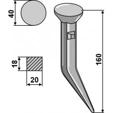 Privirinamas kultivatoriaus dantis, 160 mm