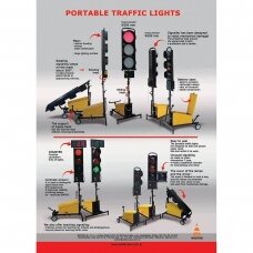 Mobilūs šviesoforai, 2 vnt. komplektas, LED 3 sekcijų, Ø200 mm, 4 veikimo režimai