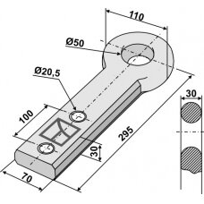 Priekabos vilkimo kilpa, Ø50, 340 mm ilgio
