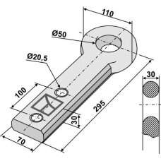 Priekabos vilkimo kilpa, Ø50, 340 mm ilgio