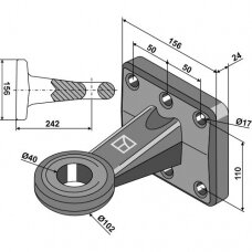 Priekabos vilkimo kilpa su plokšte, Ø40