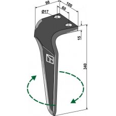 Frezos dantis Maschio Gaspardo, 340 mm, dešinė